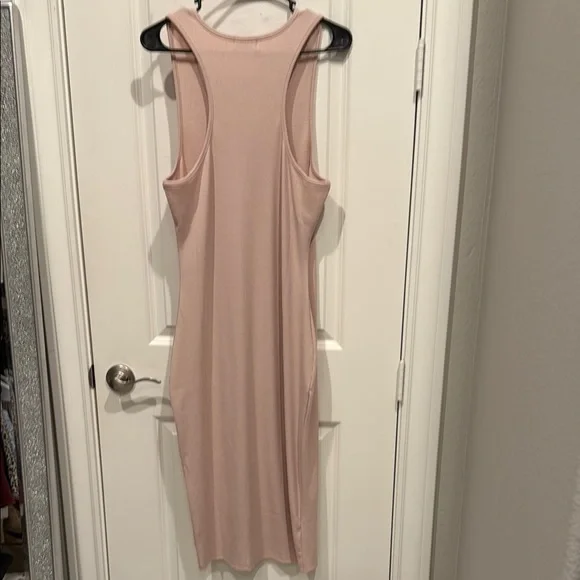 Pink Lily, Ribbed Size L, Pink Sleeveless Henley Dress - Picture 4 of 4
